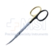 Iris Scissors, Curved, Super Cut, TC, Serrated Bottom Blade, Sharp Pointed Tips, Two Tone Finish, One Black Ring, One Gold Ring Handle, Overall Length 4-1/2" (115mm) - 19-134109