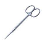 Iris Scissors, Super Cut, Straight, Sharp Tips, Bottom Blade Serrated, Black Ring Handles, Overall Length 4-1/2" 