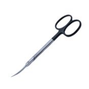 Iris Scissors, Super Cut, Curved, Sharp Tips, Bottom Blade Serrated, Black Ring Handles, Overall Length 4-1/2" (115mm) 