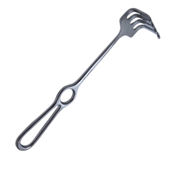 Israel Rake Retractor, 3 Prongs, Blunt, 40mm x 40mm (1-9/16" x 1-9/16") Finger Hole, Loop Grip Handle, Overall Length 9-1/2" (241mm) 