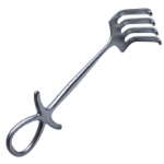 Israel Retractor, 4 Prongs, Blunt, Ring End, Overall Length 7-1/2" (190mm) 