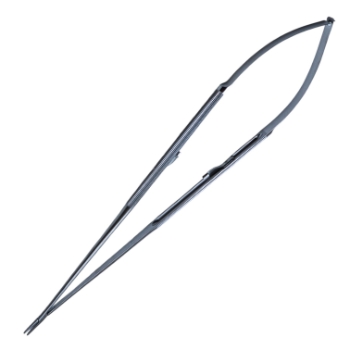 Jacobson Microsurgical Needle Holder, Straight, 0.8mm Diamond Dusted Jaws, Standard Box Lock, 9mm Diameter Round Diamond Knurled Handle, Overall Length 12" (305mm) 