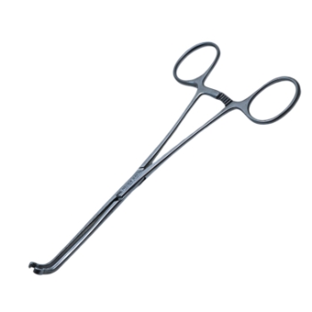 Javid Corotid Artery Bypass Shunt Clamp Forceps, Angled 65 Degrees, 4mm Diameter Ring at Tip, Overall Length 6-1/4" (160mm) 
