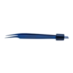 Jewelers Bipolar Forceps, Titanium, Angled 15 Degrees In, 0.4mm Tip, 10mm High Polish Area, Overall Length 3-3/4" (95mm) 