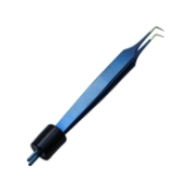 Jewelers Bipolar Forceps, Titanium, Angled 90 Degrees, 0.4mm Tip, 10mm High Polish Area, Overall Length 4-1/4" (108mm) 