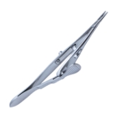 Kalt Needle Holder, Straight, Medium 10mm Serrated Jaws, 20% Finer Than Original Model, Serrated Flat Locking Handle, Overall Length 5-3/8" (138mm) 1100963,May-14,E3803
