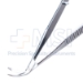 Katzin Corneal Transplant Scissors, Right, Strongly Curved, Blunt Tips, Minature Model, Uneven Blade Lengths, Upper Blade 11mm Mid-Screw To Tip, Serrated Flat Handle, Polished Finish, Overall Length 4-1/4" (108mm) - 5-4344