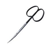 Kaye Dissecting Scissors, Super Cut, Curved, Serrated, Black Ring Handles, Overall Length 4 1/4" (108mm) 