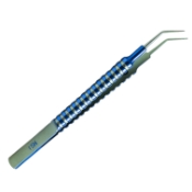 Kellan Intraocular Lens Forceps, Titanium, Angled, Delicate 8mm Jaws, Small Groove On Interior Portion Of Platform Aligned With Handle, Round Handle, Overall Length 3-7/8" (100mm) ET2995,2760T,ET2995