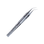Kelman Hoeffer Suture Forceps, Angled, 0.12mm, 1 x 2 Teeth Set At 90 Degrees, Platforms, Ergonomic Fenestrated Handle, Overall Length 4-3/8" (110mm) 