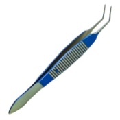 Kelman-McPherson Tying Forceps, Titanium, Angled 45 Degrees, Serrated Handle, Dull Finish, 8mm Tip To Bend, 5mm Tying Platform, Overall Length 3-1/4" (84mm) ET18185 AK