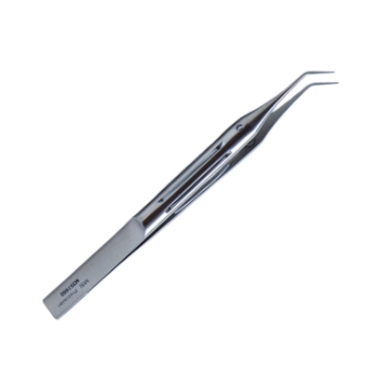 Kelman Mcpherson Tying Forceps, Angled, 8mm Long Tying Platforms, Guide Pin, Handles 9-0 To 11-0 Sutures, Ergonomic Fenestrated Handle, Overall Length 4-3/8" (110mm) 