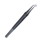Kirby Corneoscleral Forceps, Round Knurled Handle, Polished Finish, 1mm x 2mm Teeth, Cross Serrated, 5mm 60 Degrees Angled Platform, Overall Length 4-1/4" (107mm) 192605,27-May,E1316