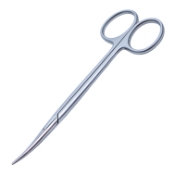 Knapp Strabismus Scissors, Curved, Blunt Tips, 25mm Mid-Screw To Tip, Ring Handle, Polished Finish On Rounded Blades, Overall Length 4-5/8" (118mm) 1018419,May-88,K4-9010,E3577