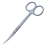 Knapp Strabismus Scissors, Strongly Curved, Blunt Tips, 25mm Mid-Screw To Tip, Ring Handle, Polished Finish On Rounded Blades, Overall Length 4-5/8" (118mm) 1018784,May-89,E3578