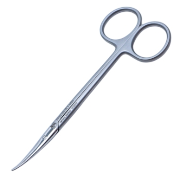 Knapp Strabismus Scissors, Strongly Curved, Blunt Tips, 25mm Mid-Screw To Tip, Ring Handle, Polished Finish On Rounded Blades, Overall Length 4-5/8" (118mm) 1018784,May-89,E3578