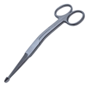 Knowles Finger Bandage Scissors, Side Angled, Lower Blade Serrated, Ball Tip, Overall Length 5-1/2" (140mm) 