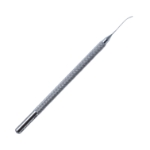 Koch Nucleus Spatula, Slightly Curved, 1mm Wide, Notches On Duckbill-Shaped Tip, Round Knurled Handle, Overall Length 4-1/2" (115mm) 572279,11/4/3466,K3-2355