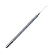 Koch Nucleus Spatula, Slightly Curved, 1mm Wide, Notches On Duckbill-Shaped Tip, Round Knurled Handle, Overall Length 4-1/2" (115mm) 572279,11/4/3466,K3-2355