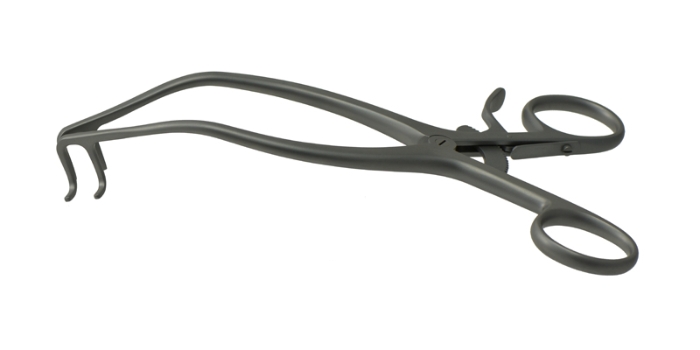 Kolbel Modified Soft Tissue Retractor, Slightly Angled, 2 x 2 Blunt Prongs, Overall Length 7" (180mm) 