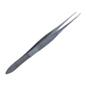 Kuhnt Fixation Forceps, Straight Shafts, Curved 1 x 2 Teeth, Serrated Handle, Polished Finish, Overall Length 4-1/4" (107mm) 303638,May-31,K5-4520,E1620