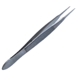 Lester Fixation Forceps, Straight Shafts, Fine 1 x 2 Teeth, Serrated Handle, Polished Finish, Overall Length 3-3/4" (97mm) 316057,May-65,K5-4300,08-01294,E1654