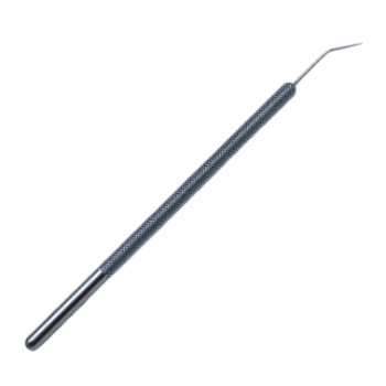 Lester Lens Manipulator, Angled Shaft, 0.2mm Hourglass Shape Tip, Round Knurled Handle, Dull Finish, Overall Length 4-3/8" (112mm) E0571 A,08-04203,9229E,08-04203,E0571 A