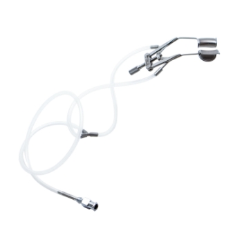 Lindstrom Adjustable Lid Speculum, Angled 45 Degrees, 17mm Curved Solid Blades, Aspiration Ports E4119