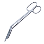 Lister Bandage Scissors, Angled, Probe Tip, Two Tone Finish, One Large Ring Handle, Overall Length 8" (200mm) 