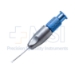 MICS Seibel Capsulorhexis Forceps, 23ga, Curved Shaft, 15.5mm Hub to Tip, Blunt Grasping Tips, Rhexis Marks From 1mm to 6mm, Use With DUO-00 Handle - DUO-08