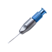 MICS Seibel Capsulorhexis Forceps, 23ga, Curved Shaft, 15.5mm Hub to Tip, Blunt Grasping Tips, Rhexis Marks From 1mm to 6mm, Use With DUO-00 Handle 
