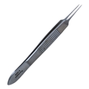 MacGregor Conjunctiva Forceps, Straight Shafts, 5mm Tying Platform, 1mm Crisscross Serrated Tips, Standard Serrated Handle, Polished Finish, Overall Length 4-1/4" (108mm) 345642,May-46,E1735