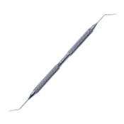 MacKool Phaco Chopper / Cylindrical Spatula, Double Ended, Micro 0.38mm Ball Shaped Blunt Tip, Interior Cutting Edge, Angled 10mm Bend to Tip, Cylindrical Spatula, 0.4mm Blade, Angled/Semi-Vaulted 11mm Bend to Tip, Standard Round Handle, Overall Length 5.4" (138mm) 