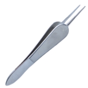 Manhattan Eye And Ear Suturing Forceps, Straight Shafts, 1 x 2 Teeth Set At 45 Degrees, 6mm Tying Platform, Smooth Wide Handle, Polished Finish, Overall Length 3-1/2" (90mm) 381070,May-43,E1832