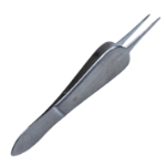 Manhattan Eye Ear Suturing Forceps, Tips Angled 90 Degrees In, 1 x 2 Teeth, 6mm Tying Platform, Smooth Wide Handle, Polished Finish, Overall Length 3-1/2" (90mm) 
