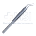 Masket Utrata Capsulorhexis Forceps, Extremely Delicate, Vaulted Shafts Angled 11mm From Bend to Tip, Delicate Triangular Grasping Tips, Round Handle, Overall Length 4" (100mm) - 11-6-6197