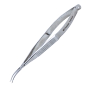 Maumenee Corneal Forceps, Colibri Style, 0.1mm, 1 x 2 Teeth Set At 90 Degrees, 5mm Tying Platform, 21mm Mid-Screw To Tip Length, Serrated Cross Action Handle, Polished Finish, Overall Length 4-1/2" (115mm) E3207 90,08-01270,2232E,E3207 90