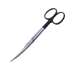 Mayo Scissors, Super Cut, Curved, Blunt Tips, Black Ring Handles, Overall Length 5-1/2" (140mm) 