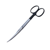 Mayo Scissors, Super Cut, Curved, Blunt Tips, Black Ring Handles, Overall Length 5-1/2" (140mm) 