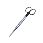 Mayo Scissors, Super Cut, Straight, Serrated Lower Blade, Black Ring Handles, Overall Length 6-3/4" (171mm) 