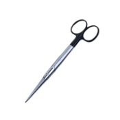 Mayo Scissors, Super Cut, Straight, Serrated Lower Blade, Black Ring Handles, Overall Length 6-3/4" (171mm) 