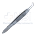 McPherson Suturing-Corneal Forceps, Angled 45 Degrees, 1 x 2 Teeth, 5mm Tying Platform, Serrated Handle, Dull Finish, Overall Length 3-1/4" (83mm) - 5-2924-A