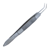 McPherson Suturing-Corneal Forceps, Angled 45 Degrees, 1 x 2 Teeth, 5mm Tying Platform, Serrated Handle, Dull Finish, Overall Length 3-1/4" (83mm) E1813 A,08-01218,2343E,08-01218,E1813 A