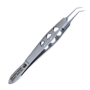 McPherson Tying Forceps, Angled, 5mm Tying Platforms, Three Hole Handle, Overall Length 4-1/8" (105mm) 