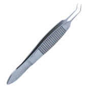 McPherson Tying Forceps, 45 Degrees Angled Shafts, 4mm Tip To Bend, 4mm Tying Platform, Serrated Handle, Dull Finish, Overall Length 3-1/4" (82mm) K5-5010,E1815 A,08-01107,2445E,08-01107,E1815 A