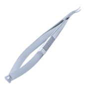 McPherson-Castroviejo Miniature Corneal Section Scissors, Curved Right, Blunt Tips, Flat Handle, Lower Blade 0.5mm Longer than Upper Blades, 13mm Mid-Screw to Tip, Overall Length 3-3/4" (93mm) E3304MC,5863E,E3304 MC