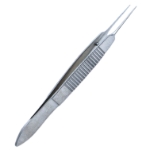 McPherson Suturing-Corneal Forceps, Straight, 1 x 2 Teeth, 5mm Tying Platform, Serrated handle, Dull Finish, Overall Length 3-3/8" (87mm) E1813 S,08-01217,2346E,08-01217,E1813 S