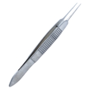 McPherson Suturing-Corneal Forceps, Straight, 1 x 2 Teeth, 5mm Tying Platform, Serrated handle, Dull Finish, Overall Length 3-3/8" (87mm) E1813 S,08-01217,2346E,08-01217,E1813 S
