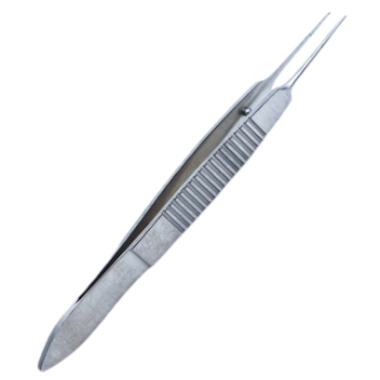 McPherson Suturing-Corneal Forceps, Straight, 1 x 2 Teeth, 5mm Tying Platform, Serrated handle, Dull Finish, Overall Length 3-3/8" (87mm) E1813 S,08-01217,2346E,08-01217,E1813 S