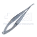 McPherson-Vannas (Trabecular) Iris Scissors, Curved, Sharp Tips, 11mm Mid-Screw To Tip, Serrated Flat Handle, Polished Finish, Overall Length 3-3/8" (85mm) - 11-5-6211